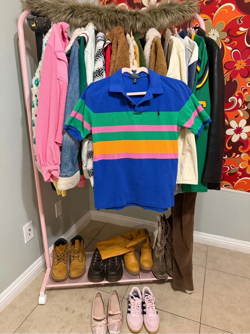Polo by Ralph Lauren Bright Blue Polo with Multicolor Stripes